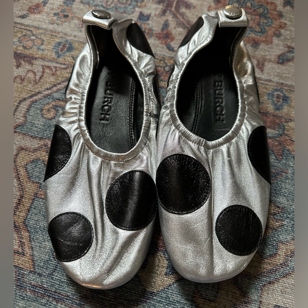 Tory Burch Leather Polka Dot Print Ballet Flats